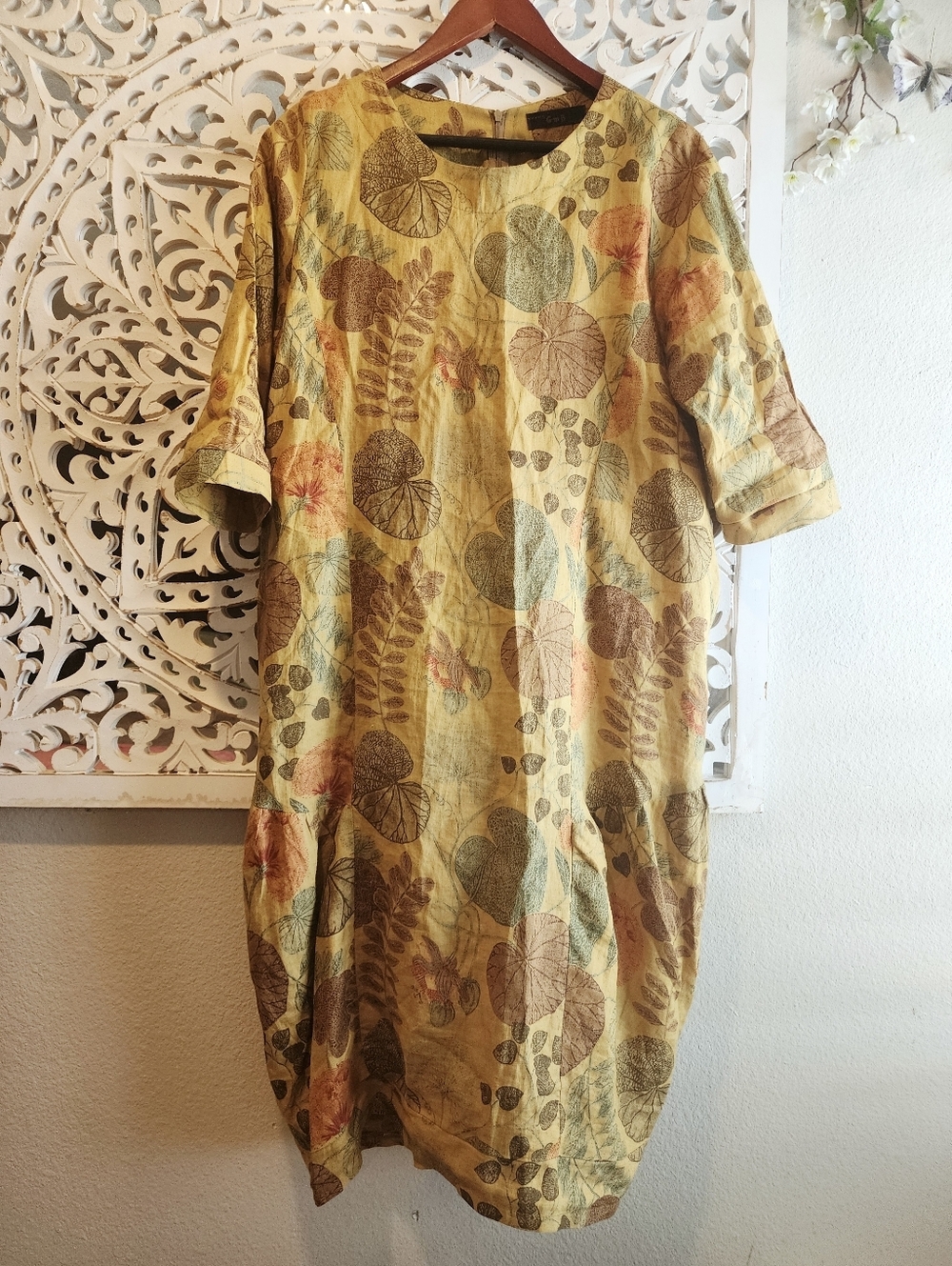 GMB DRESS FLORAL PRINT EARTHLY TONES SIDE PACKAGES BACK ZIPPER Size Large - Picture 3 of 13